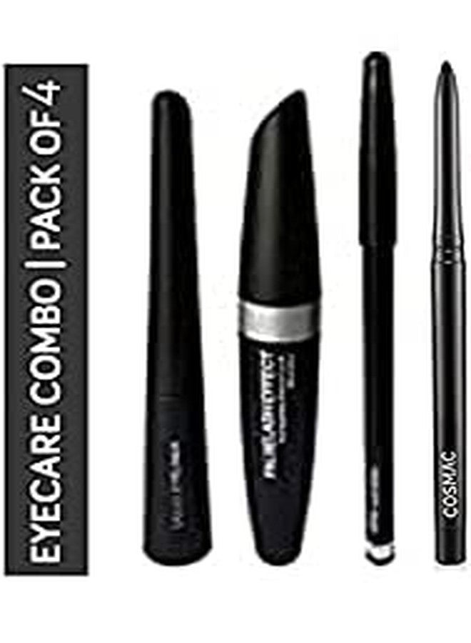 LOVE BITE Beauty Combo Waterproof Eyeliner, Mascara, Eyebrow Pencil With Kajal In Black-Set Of 4 - Image 1