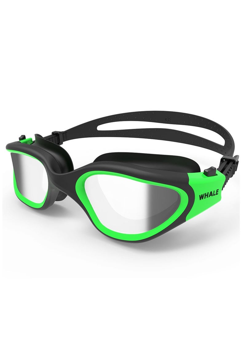 Whale Professional Adult Anti-fog UV protection Lens Men Women Swimming Goggles Waterproof Adjustable Silicone swim (Green)  - Image 1