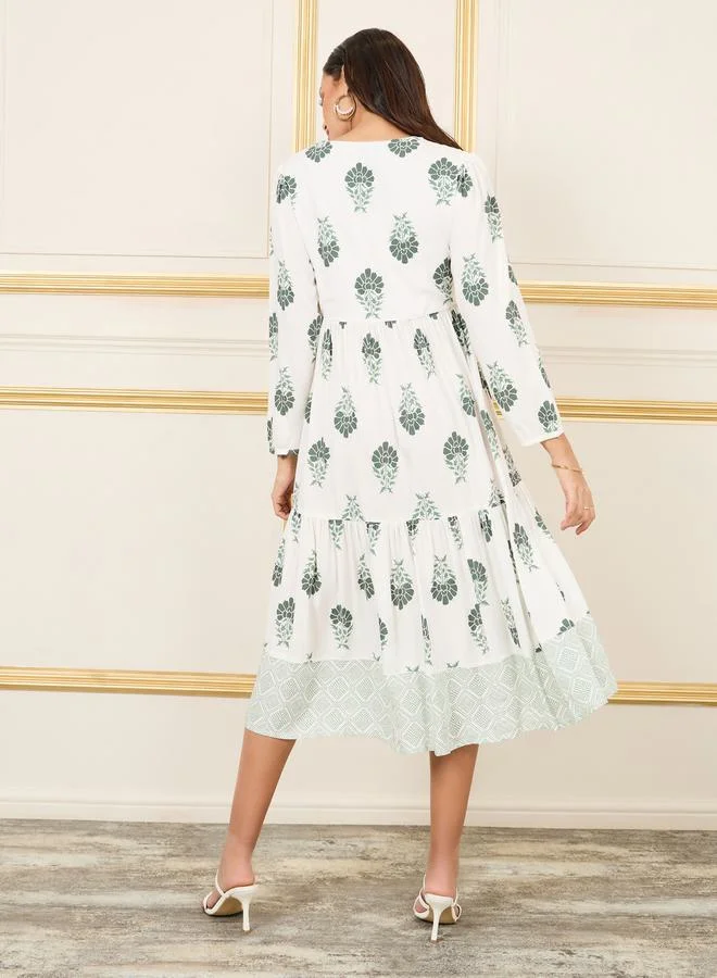 Styli Floral Tiered Dress