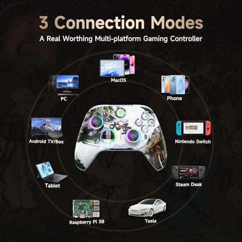 EasySMX X15 PC Controller Enhanced Wireless Bluetooth Controller with Hall JoysticksHall TriggersRGB Lighting No Stick Drift No Dead Zone Work for Windows PC Android Steam and Switch - Image 3