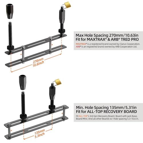 ALL-TOP Recovery Board Mount Kit, Universal Bracket for Traction Tracks, Adjustable DIY Lockable Pin Set for Roof Rack, Crossbar & Cargo Basket - Image 2