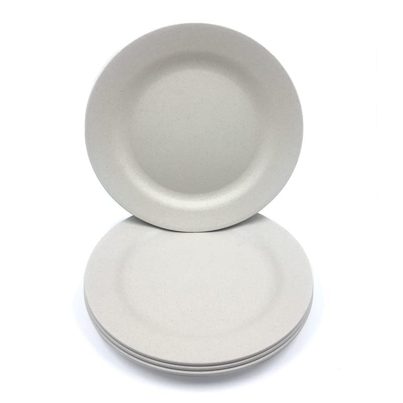 BangBoom 4 Pack 13 Inch Extra large Size Dinner Plate Sets, Delicious Pasta Plates, Unbreakable Dishes, Lightweight Salad Dinnerware, Reusable Dessert Tableware (33cm Beige) - Image 1