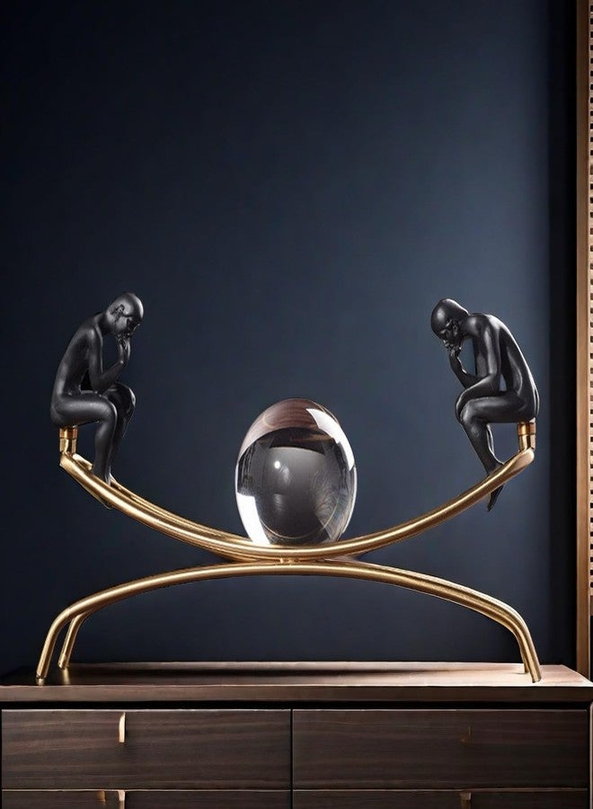 SHTWX The Thinker Thinking Man Statue with Crystal Ball Sculpture Figurine, Home Office Living Room Desktop Display Decoration - Image 1