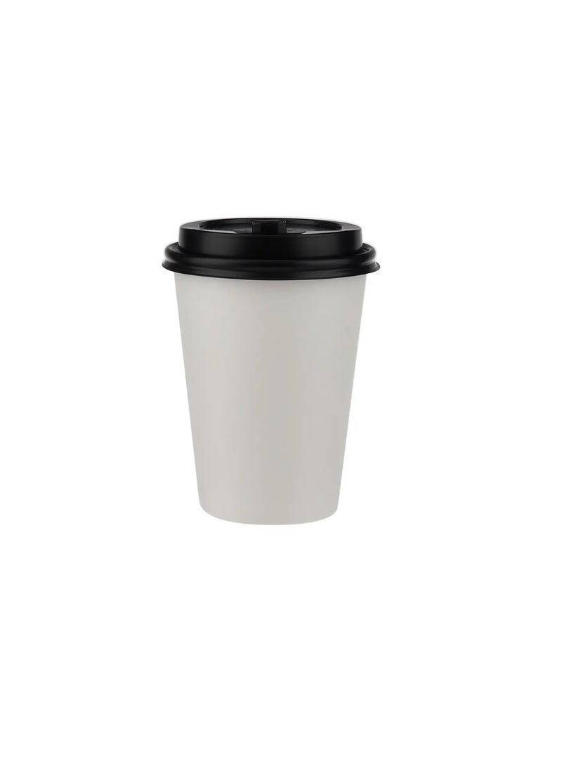 Hotpack Cup With Black Lid, White, 10 Pcs, 10'S HD