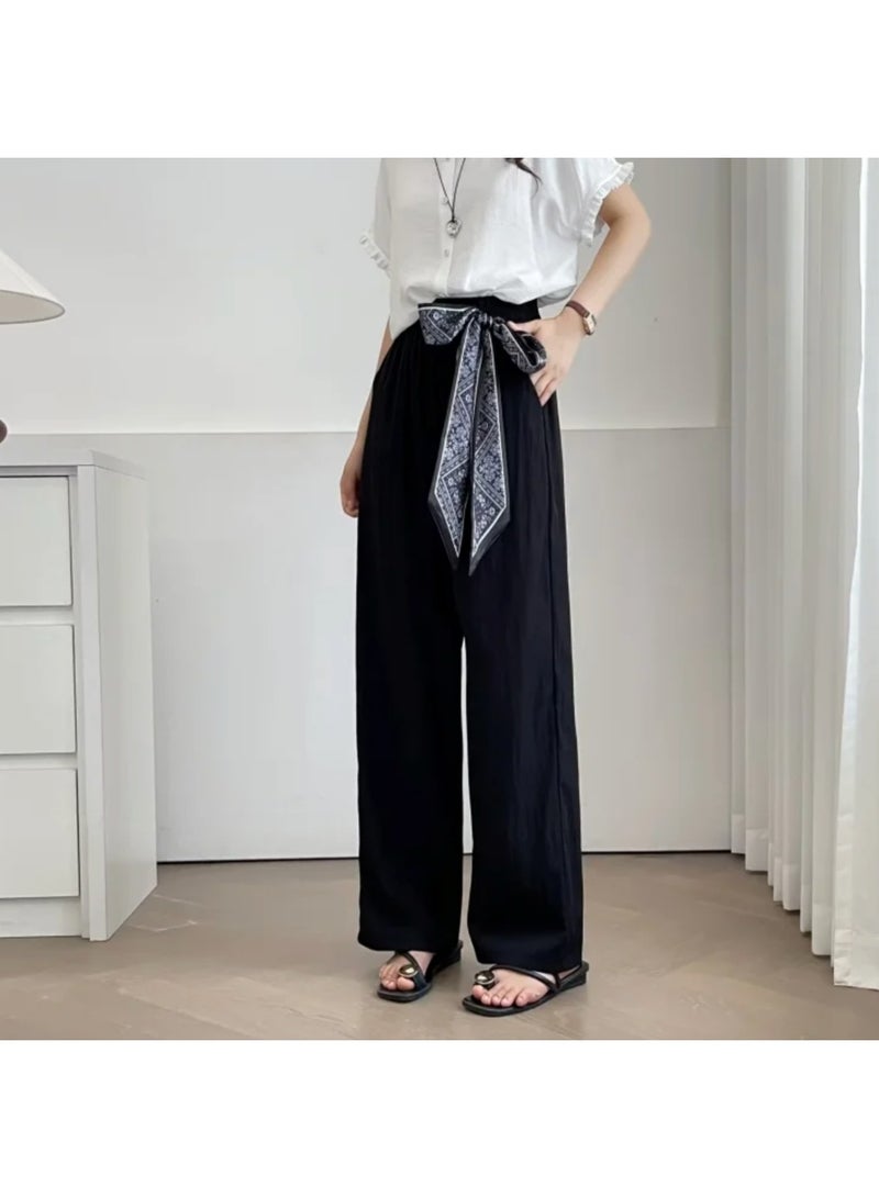 Silk Scarf Waist Belt Free Size Casual Trouser Pants for Women - Image 4