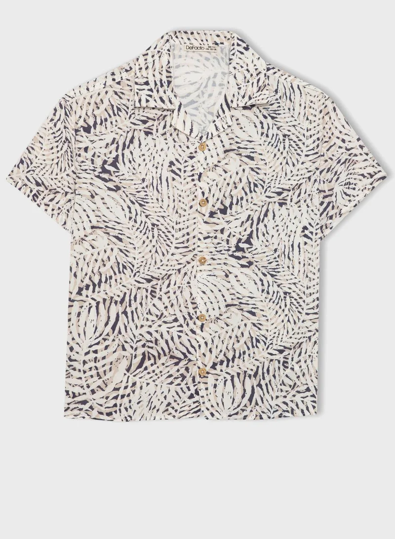 DeFacto Boy Oversize Fit Polo Neck Viscose Short Sleeve Shirt