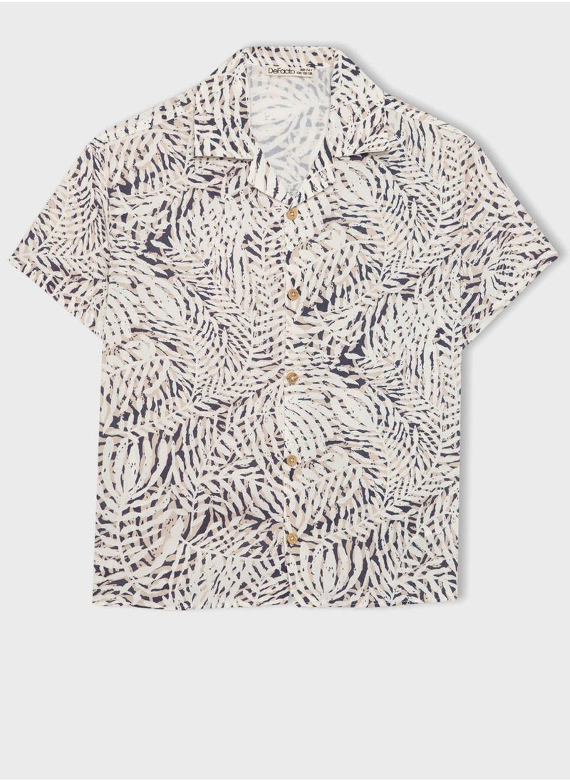 DeFacto - Boy Oversize Fit Polo Neck Viscose Short Sleeve Shirt - Image 1