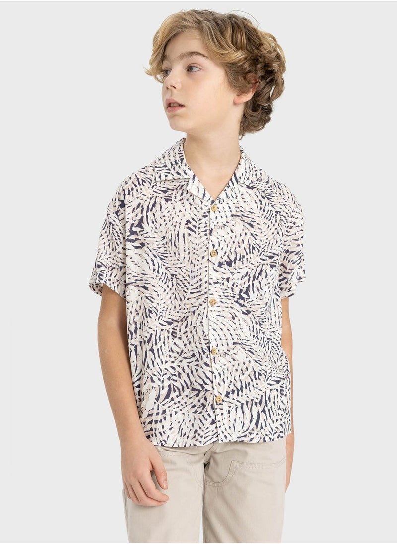 DeFacto - Boy Oversize Fit Polo Neck Viscose Short Sleeve Shirt - Image 1