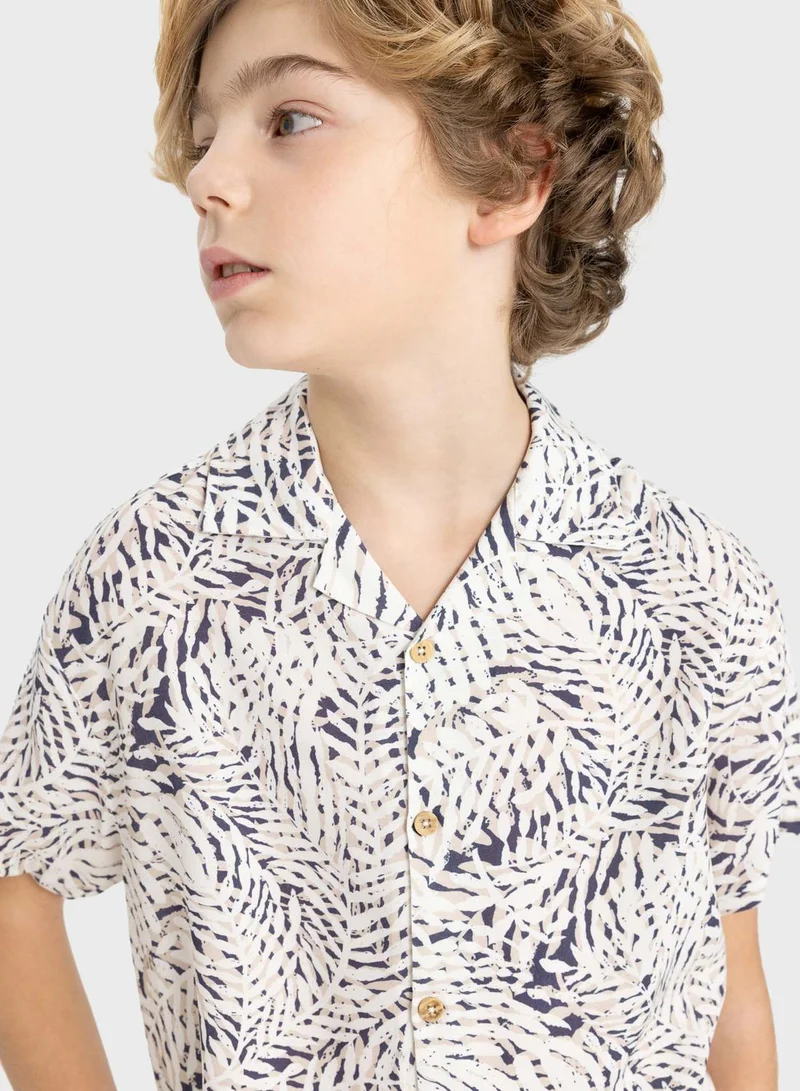 DeFacto Boy Oversize Fit Polo Neck Viscose Short Sleeve Shirt