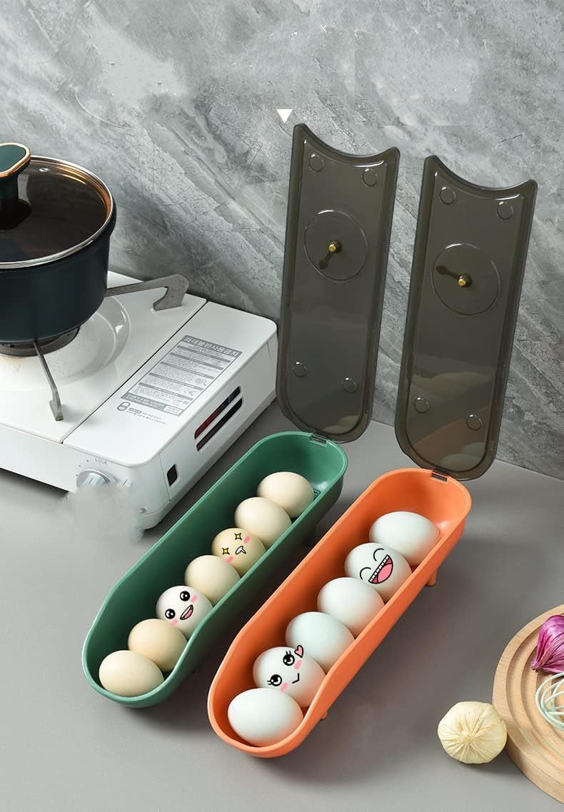 LIBAH LIBAH Automatic Rolling Egg Storage Container Egg Holder Sliding Egg Storage Box with Lid for Egg Dispenser Storage Box Multi color 1 pc  - Image 5