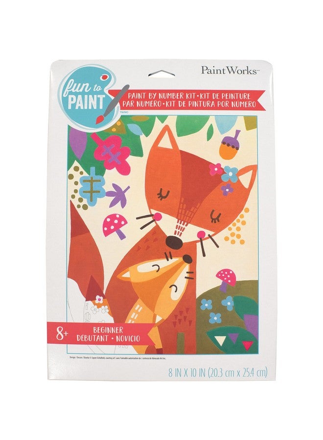 Dimensions PaintWorks Mama Fox Animal Paint by Number Kit for Kids and Adults, Finished Project 8" x 10", Multicolor 9 Piece - Image 1