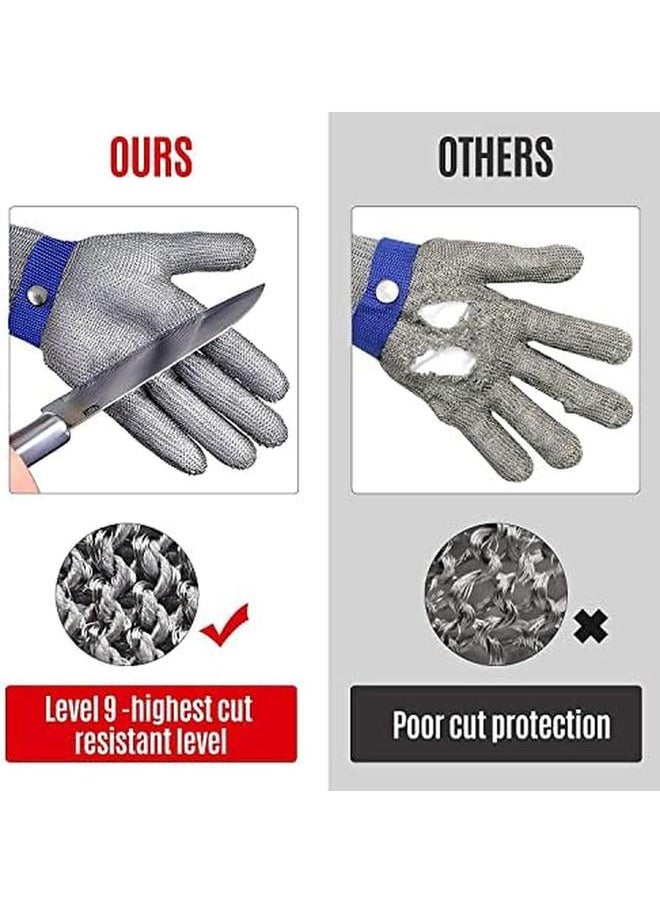 KASTWAVE Cut Resistant Glove Level 9 Cutting Glove Stainless Steel Wire Mesh Metal Glove For Kitchen Garden Fishing Durable Cut Glove For Men Or Women Large  - Image 3