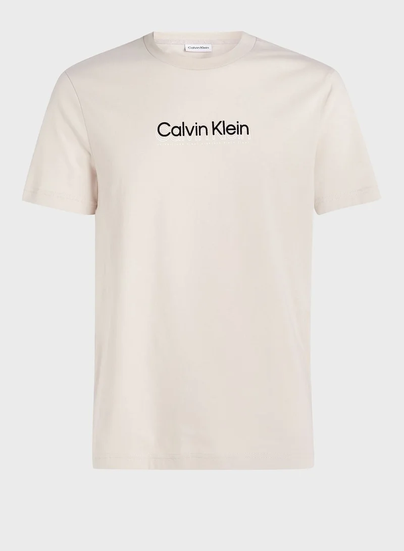 CALVIN KLEIN Flock Logo Crew Neck T-Shirt