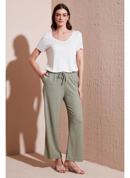 Lela Regular Fit Normal Waist Wide Leg Trousers Women's Trousers 5866117
