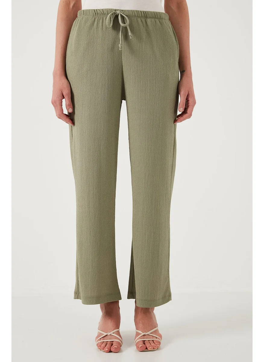 Lela Regular Fit Normal Waist Wide Leg Trousers Women's Trousers 5866117
