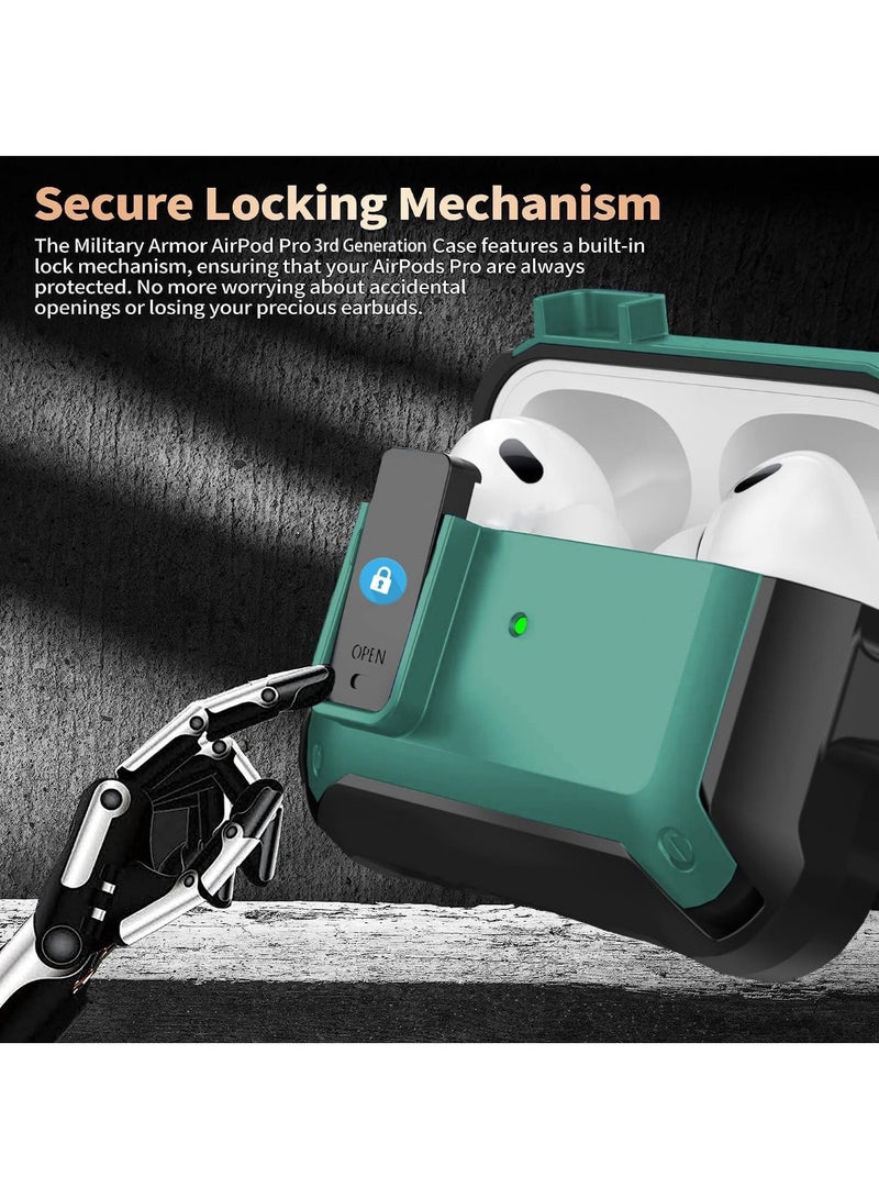 Arabest Airpods Pro 3 Case with Lock Clip, Rugged Apple Airpods Pro 3rd Generation Cover 2025 Men Women, Armor Shockproof iPod Pro3 Gen Protective Hard Shell with Carabiner&Cleaner kit, - Image 2