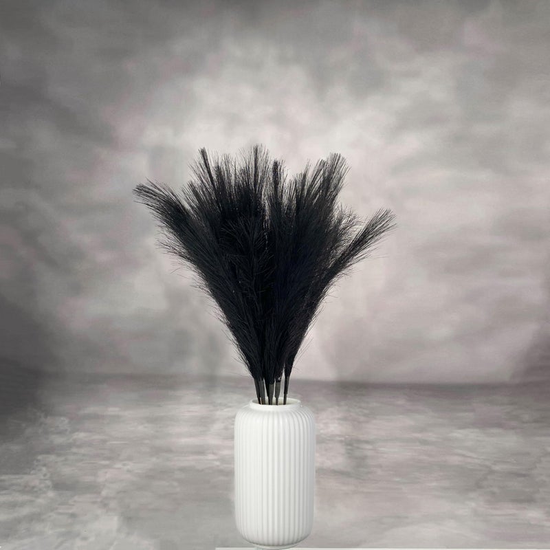 Artificial Faux Pampas Grass 8 Pcs Fake Artificial Adjustable Pampas Grass Variable Length Tall Fluffy Stems Table Vase Filler Centerpiece for Living Room Kitchen Decor Boho Decor Wedding Black