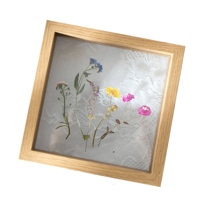 Dried flowers and leaves specimen frame wooden frame with real glass frame wedding photo frame desktop photo decoration - Image 1