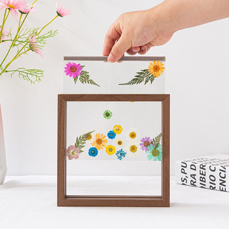 Dried flowers and leaves specimen frame wooden frame with real glass frame wedding photo frame desktop photo decoration - Image 4