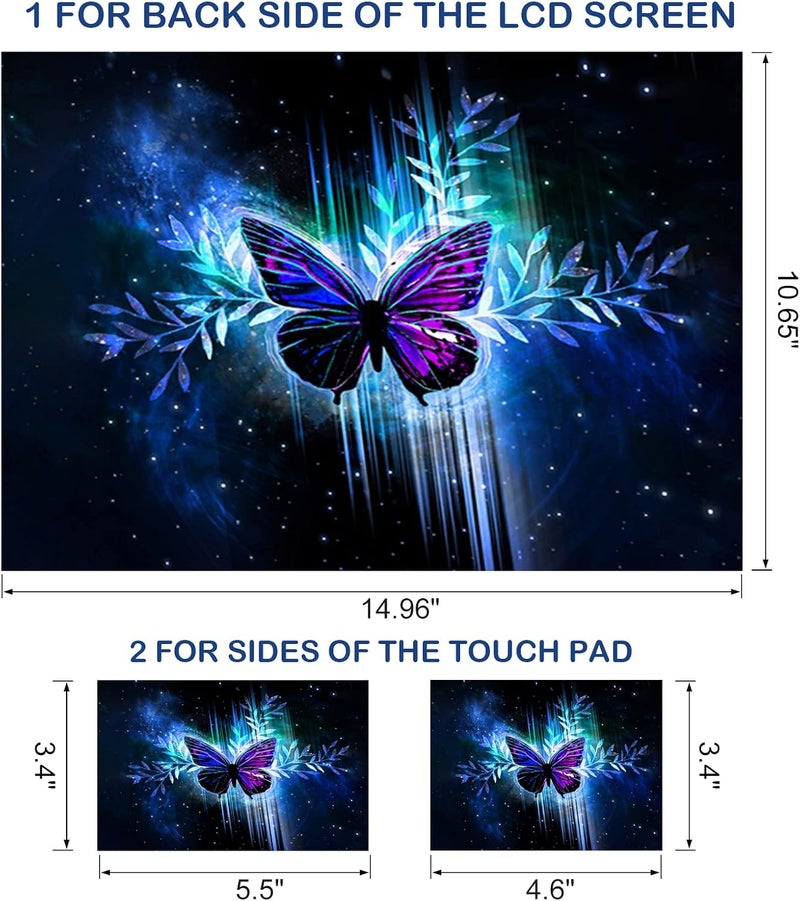 DINKY Laptop Skin Sticker Decal, 12" 13" 13.3" 14" 15" 15.4" 15.7 inch Laptop Universal Reusable Vinyl Skin Stickers Cover Art Decal Notebook PC Personalized Protector-Blue Butterfly - Image 2