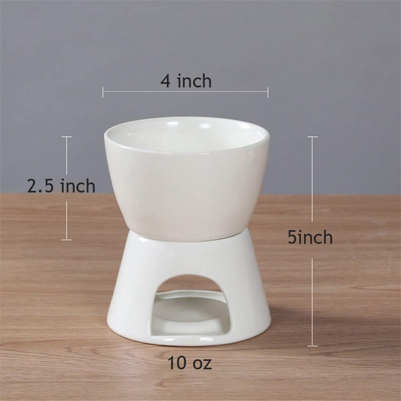 Sizikato Pure White Porcelain Chocolate Fondue Set, 10 Oz, Set of 2 - Image 5