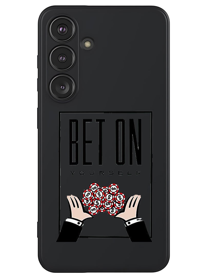 Theodor Protective Slim Fit Case Liquid Silicone Cover with Full Body Protection Anti-Scratch Shockproof Case For Samsung Galaxy S25 (Black) - Bet on yourself - Image 1