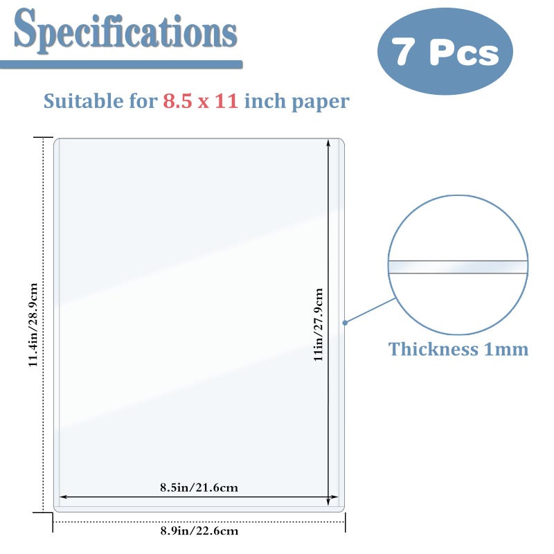 ELEMGULY 7 Pack 8.5 x 11'' Rigid Plastic Page Protectors, Clear Hard Sheet Sleeves for Document, Picture, Photo - Image 2