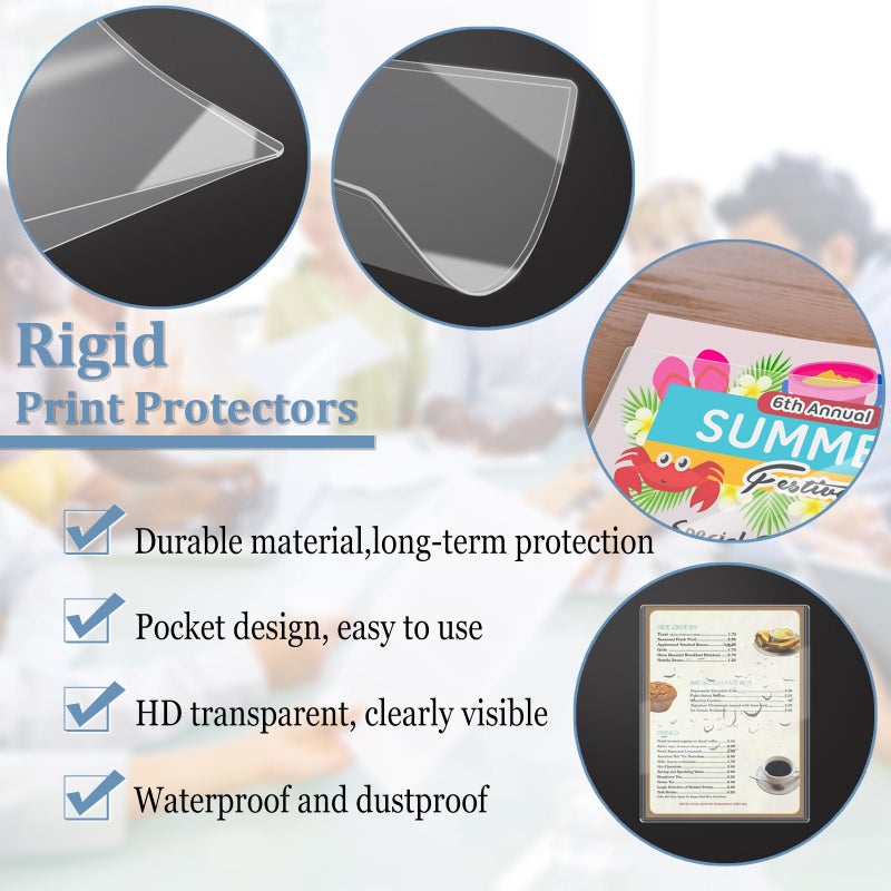 ELEMGULY 7 Pack 8.5 x 11'' Rigid Plastic Page Protectors, Clear Hard Sheet Sleeves for Document, Picture, Photo - Image 4