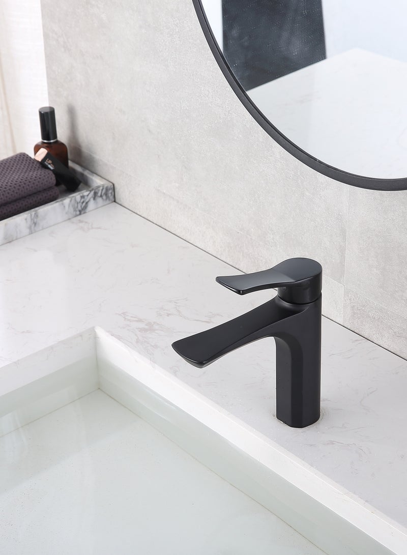 ﺻ ﻮ ﺭ ﺓ ﺍ ﻟ ﻌ ﻼ ﻣ  BRIMIX خلاط حوض رافعة واحدة صنبور حوض غسيل الماء البارد والساخن صنبور الحمام مرحاض الغرور الحنفية (أسود) - Image 4