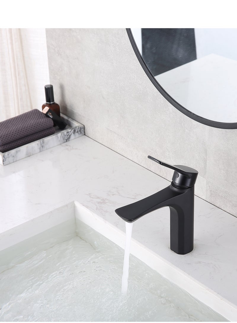 ﺻ ﻮ ﺭ ﺓ ﺍ ﻟ ﻌ ﻼ ﻣ  BRIMIX خلاط حوض رافعة واحدة صنبور حوض غسيل الماء البارد والساخن صنبور الحمام مرحاض الغرور الحنفية (أسود) - Image 5