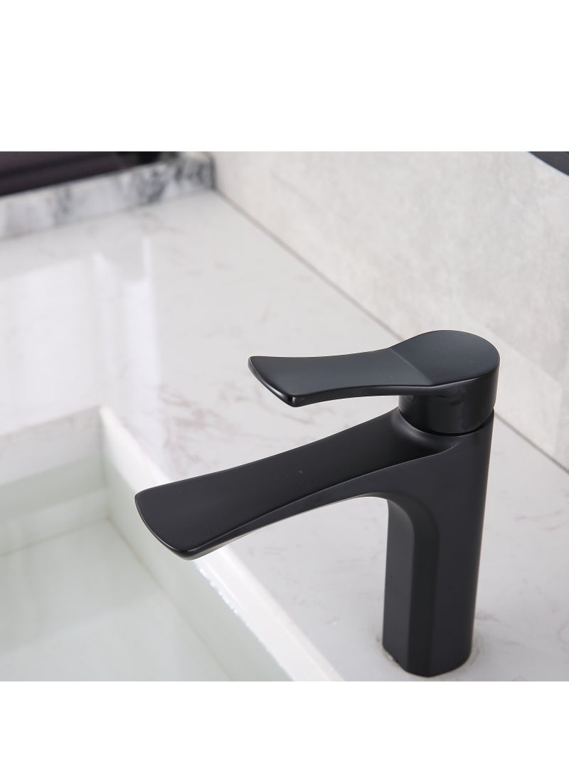 ﺻ ﻮ ﺭ ﺓ ﺍ ﻟ ﻌ ﻼ ﻣ  BRIMIX خلاط حوض رافعة واحدة صنبور حوض غسيل الماء البارد والساخن صنبور الحمام مرحاض الغرور الحنفية (أسود) - Image 2