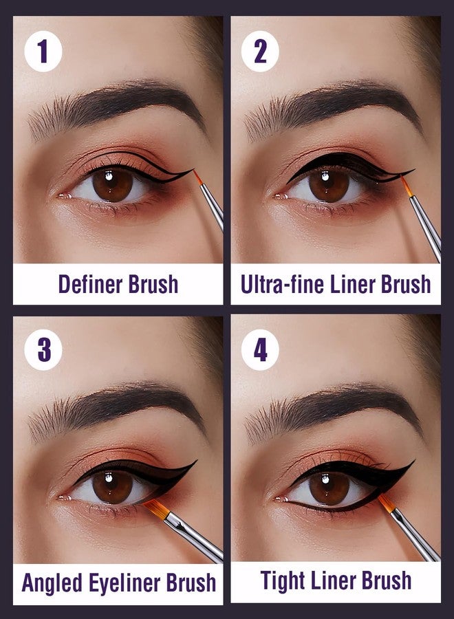 EIGSHOW Eyeliner Brush Set, Ultra Fine Gel Eyeliner Brush for Precision Eye Liner, Eyebrow Filling, Face Painting, 4 Pieces - Image 3
