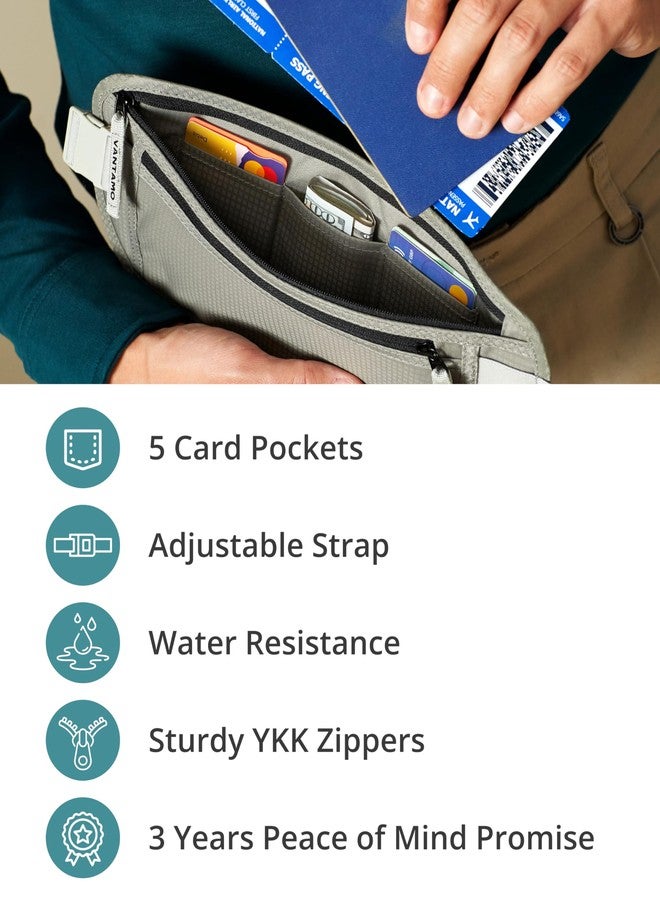 Vantamo Money Belt for Travel - Security Fanny Pack for Phone, Money, Passport, & More with Anti Theft RFID Protection - Slim Under Clothes Hidden Wallet Holder Bag - Unisex Travel Waist Pouch for Women & Men - Image 5