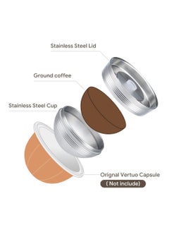 SYOSI Refillable Vertuo Capsules, Reusable Coffee Pods, New Version Stainless Steel Cap Refillable Pods, Make 230 Ml Crema Coffee, 1 Capsule 1 Tamper, Only Fit for Vertuoline Next Coffee Machine  - Image 3