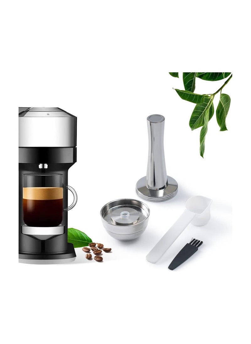 SYOSI - Refillable Vertuo Capsules, Reusable Coffee Pods, New Version Stainless Steel Cap Refillable Pods, Make 230 Ml Crema Coffee, 1 Capsule 1 Tamper, Only Fit for Vertuoline Next Coffee Machine - Image 1
