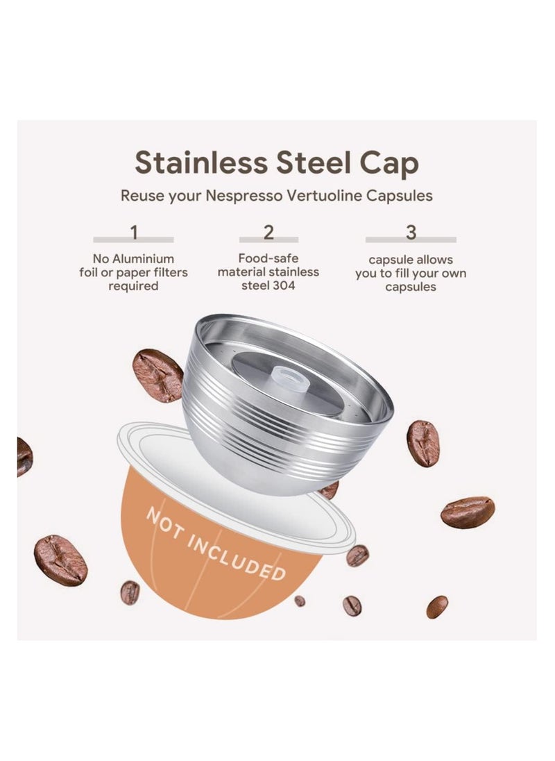 SYOSI - Refillable Vertuo Capsules, Reusable Coffee Pods, New Version Stainless Steel Cap Refillable Pods, Make 230 Ml Crema Coffee, 1 Capsule 1 Tamper, Only Fit for Vertuoline Next Coffee Machine - Image 1