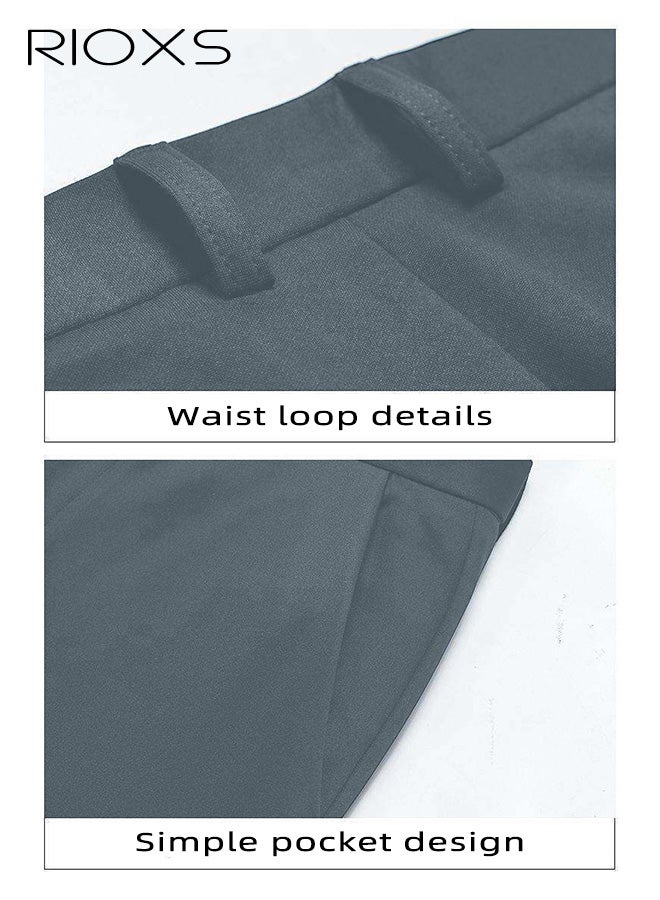 ريوكس بنطلونات رجالية رسمية، بنطلونات رجالية غير رسمية بقصة عادية، بنطلونات رجالية عمل مسطحة من الأمام ومريحة وخالية من التجاعيد مع جيوب، بنطلونات رسمية مريحة وقابلة للتمدد عند الخصر للعمل والاجتماعات والمواعيد الغرامية وحفلات التخرج والزفاف وغيرها، رمادي فاتح - Image 5