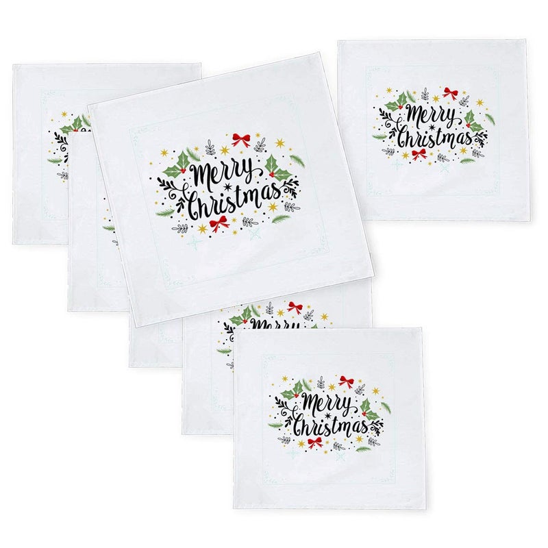 Khakee 6 Pcs Christmas Theme Tafta Silk Table Napkins 10x 10 for Xmas Decoration Christmas OrnamentsChristmas Gift npxmas48P - Image 1