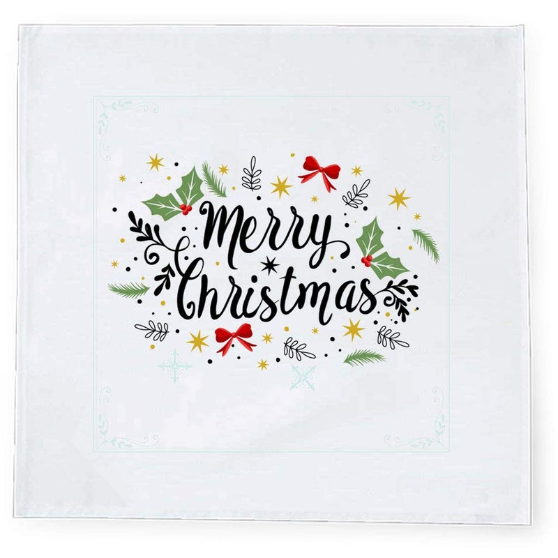 Khakee 6 Pcs Christmas Theme Tafta Silk Table Napkins 10x 10 for Xmas Decoration Christmas OrnamentsChristmas Gift npxmas48P - Image 2