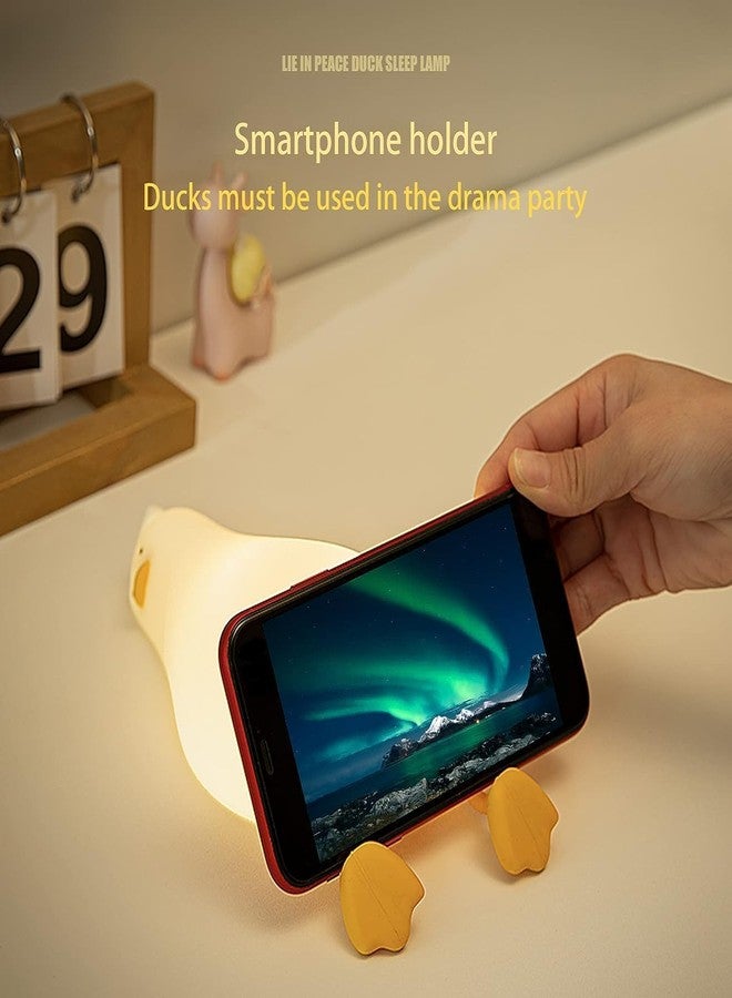 Pamidhar Cute Silicone Sleepy Duck Night Light for Kids, USB Rechargeable 3 Step Dimmable Night Light, 7 Color Changing Touch Sensor Squishy Mini Nursery Lamp for Baby Bedroom Décor - Image 4