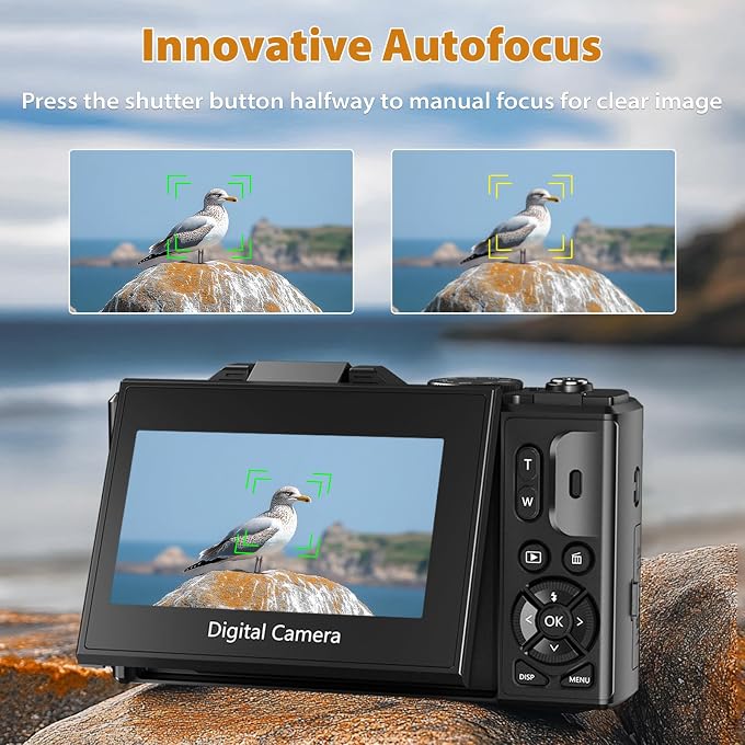 Maenlans 4K Cameras for Photography, 64MP Digital Vlogging Camera for YouTube | 3" 180 Flip Screen, Compact WiFi Camera with 18X Digital Zoom, Flash, 32GB Micro SD Card & 2 Batteries - Image 4