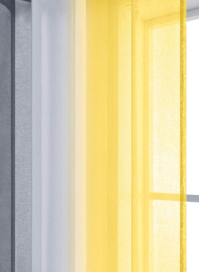 KOUFALL ستائر كوفال صفراء ورمادية بطول 84 بوصة لغرفة المعيشة، طقم من لوحتين، ستائر بجيب للعمود، ستائر بنقشة عباد الشمس متدرجة الألوان لغرفة النوم، 50 × 84 بوصة طول أصفر ورمادي - Image 5