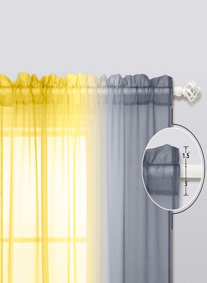 KOUFALL ستائر كوفال صفراء ورمادية بطول 84 بوصة لغرفة المعيشة، طقم من لوحتين، ستائر بجيب للعمود، ستائر بنقشة عباد الشمس متدرجة الألوان لغرفة النوم، 50 × 84 بوصة طول أصفر ورمادي - Image 3