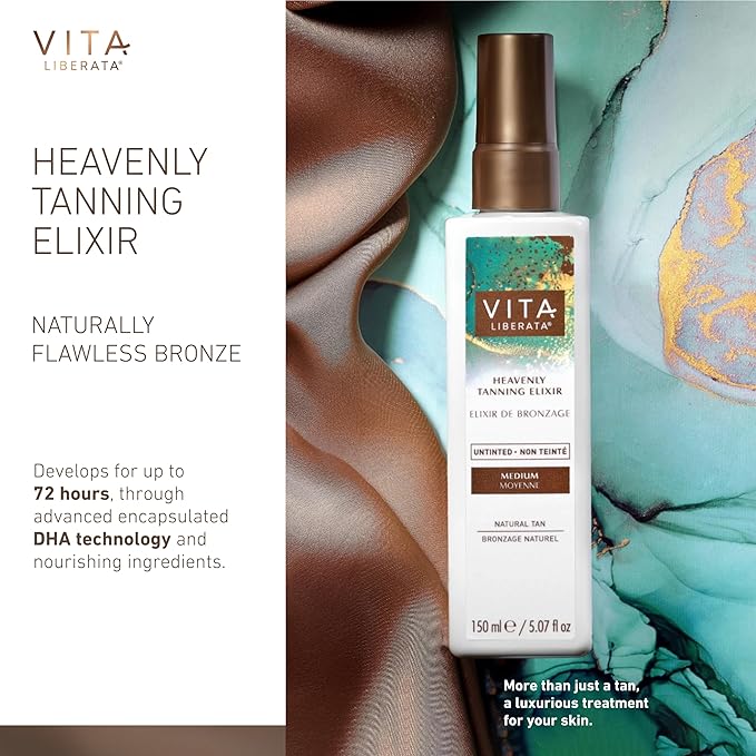 Vita Liberata Heavenly Self Tanning Elixir Medium Untinted Hydrating Self Tan For Beautifully Bronzed Skin Formulated with Organic Aloe Vera Ginkgo Biloba Extract 150ml - Image 2