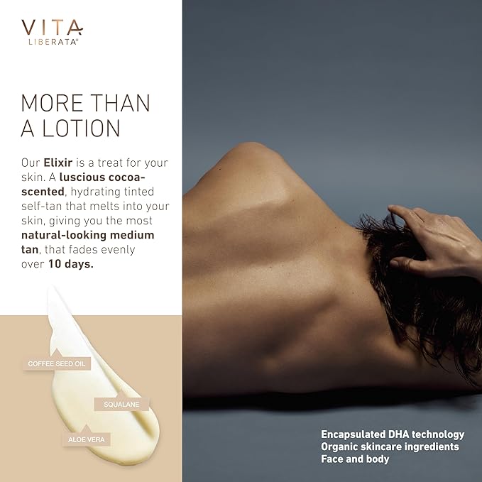 Vita Liberata Heavenly Self Tanning Elixir Medium Untinted Hydrating Self Tan For Beautifully Bronzed Skin Formulated with Organic Aloe Vera Ginkgo Biloba Extract 150ml - Image 3