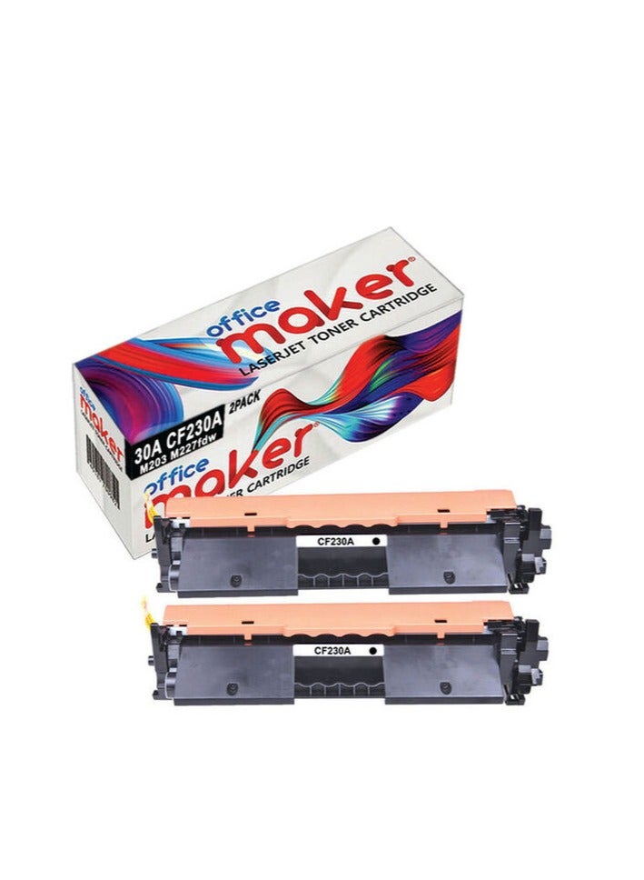 Office Maker 2-Pack 30A CF230A Laserjet Toner Cartridge for HP Printer Black