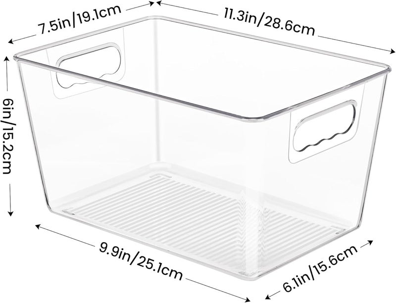 YIHONG 6 Pack Clear Pantry Organizer Bins - Versatile Plastic Storage Containers with Handles for Kitchen, Freezer, Cabinet, and Bathroom - Image 2