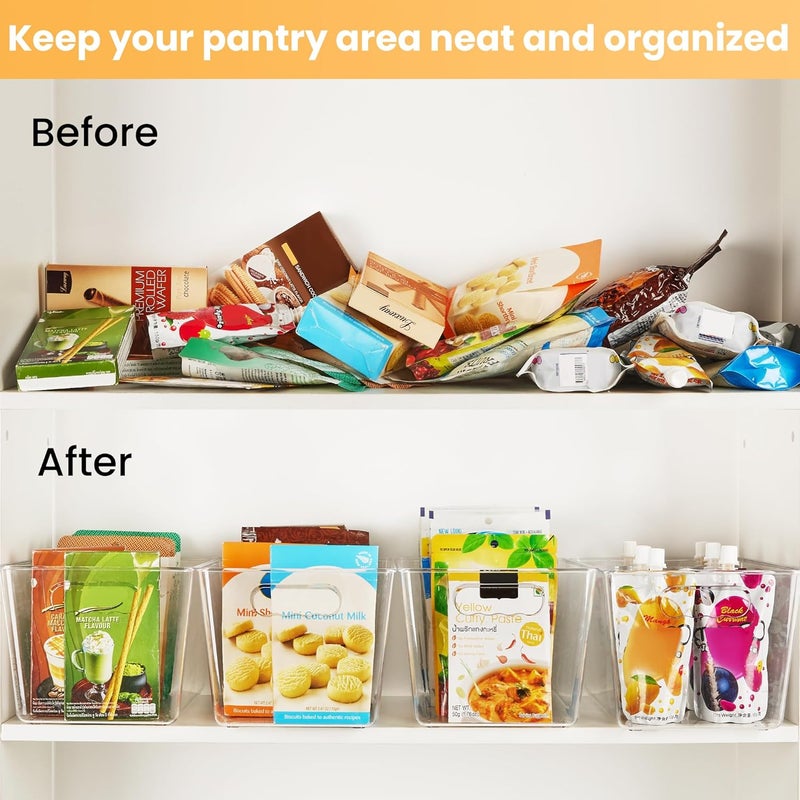 YIHONG 6 Pack Clear Pantry Organizer Bins - Versatile Plastic Storage Containers with Handles for Kitchen, Freezer, Cabinet, and Bathroom - Image 3