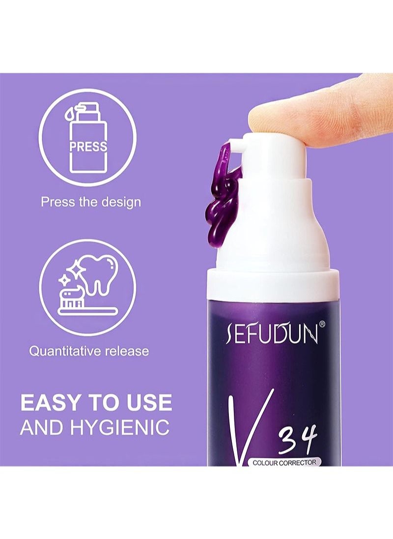 Sefudun - Total Whitening Restorative Toothpaste 2 Pack，V34 Colour Corrector & Ha5 Hyaluronic Serum，Relieves Sensitivity & Protects Cavities，Total Protection & Prevents Dental Problems - Image 1