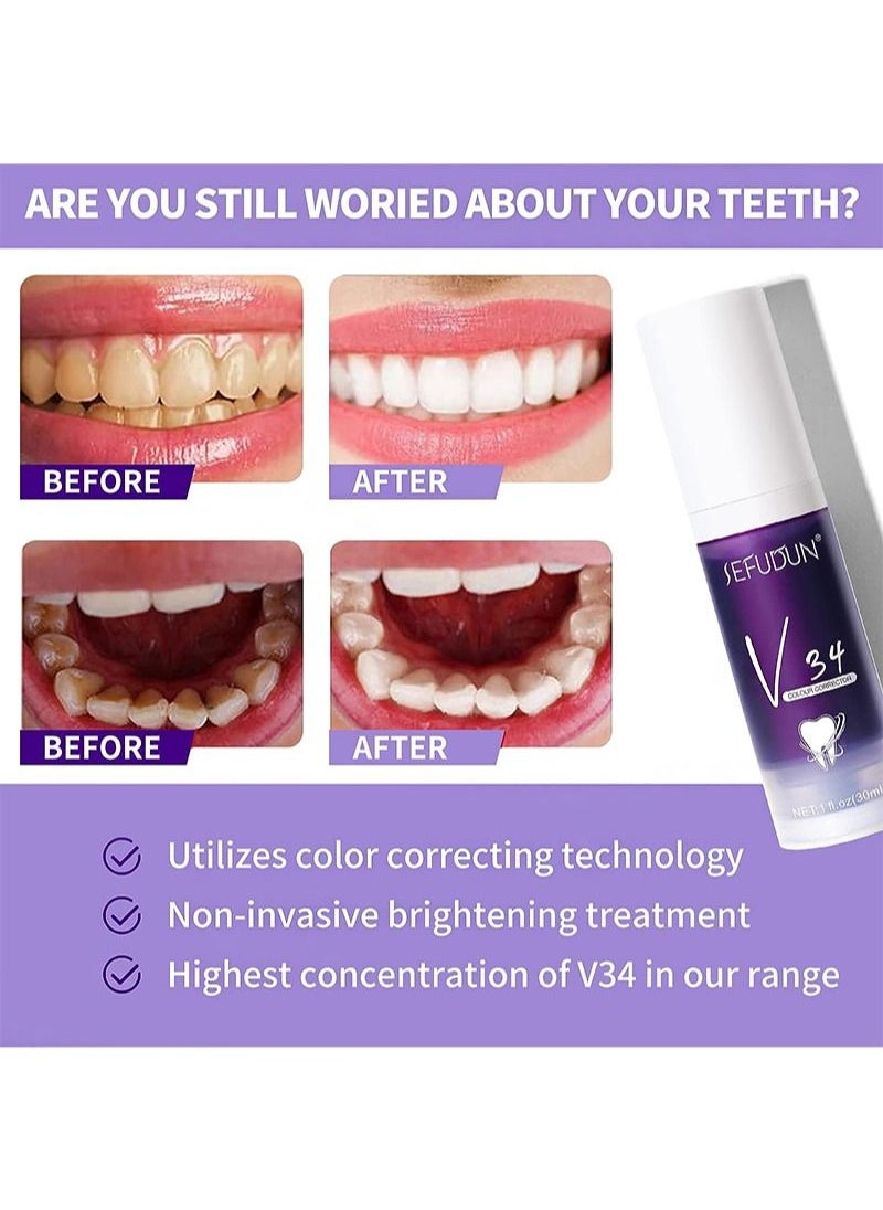 Sefudun - Total Whitening Restorative Toothpaste 2 Pack，V34 Colour Corrector & Ha5 Hyaluronic Serum，Relieves Sensitivity & Protects Cavities，Total Protection & Prevents Dental Problems - Image 1
